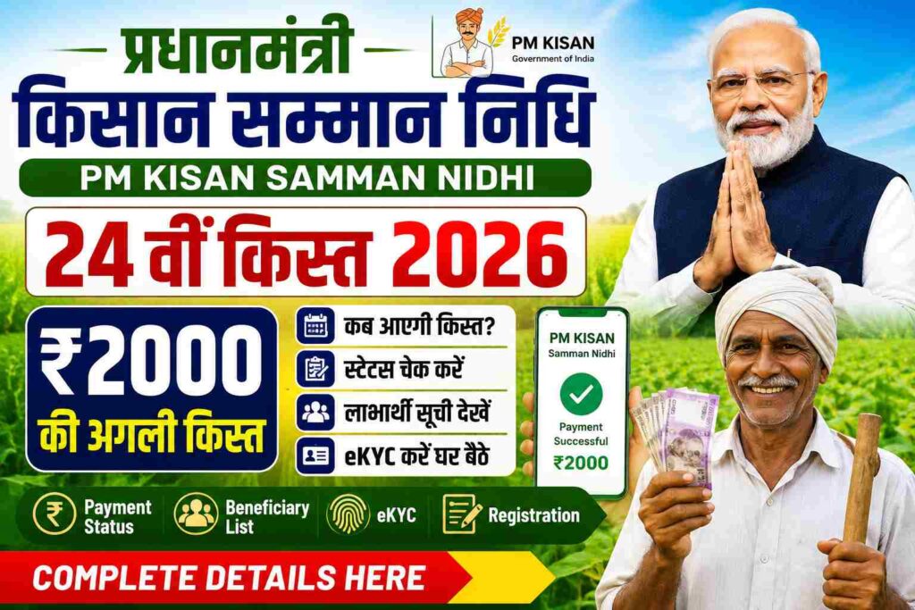 PM Kisan Samman Nidhi 24th Installment 2026, ₹2000 Payment Status Check, Beneficiary List, eKYC, Registration