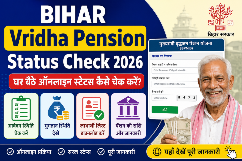Bihar Vridha Pension Status Check 2026 Online Payment Status